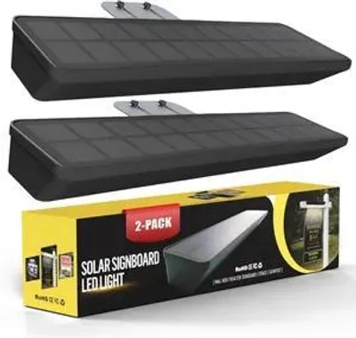 Immagine prodotto di Solarsys – Set da 2 luci solari per insegne da esterno, lampada solare a LED IP65 con sensore crepuscolare, 6000K bianco freddo, per numeri civici, insegne immobiliari e aziendali