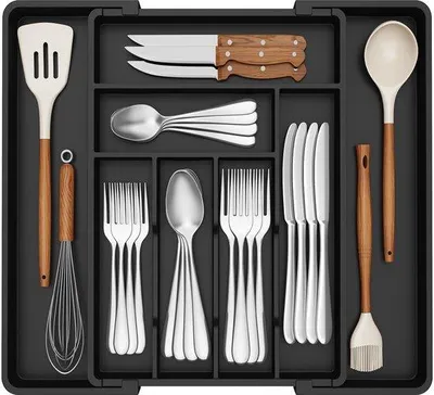 Produktbild von Famanu Besteckkasten-Organizer verstellbar, 33-57 cm, schwarz