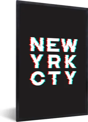 Produktbild von MuchoWow® MuchoWow® Gerahmtes Poster New York - Rot - Blau 60x90 cm - Poster mit zchwarzem Bilderrahmen - Kunst