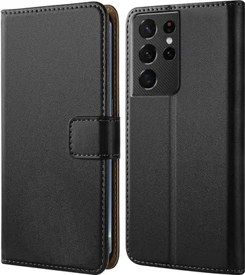Produktbild von Handy Tasche für Samsung Galaxy S21 Ultra Schutzhülle Bookstyle Etui Klapphülle Wallet Flip Cover Case Schwarz