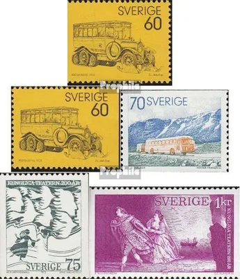 Produktbild von Briefmarken Schweden 1973 Mi 790Dl,Dr,791A,792-793 (kompl.Ausg.) postfrisch Postomnibus