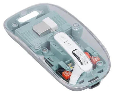 Obrázek produktu pro Bezdrátová myš Bluetooth BT1 BT2, 2,4 GHz, 3 režimy, tichý chod, nastavitelné rozlišení DPI, dobíjecí, průhledná, pro PC, notebooky a tablety, zelená