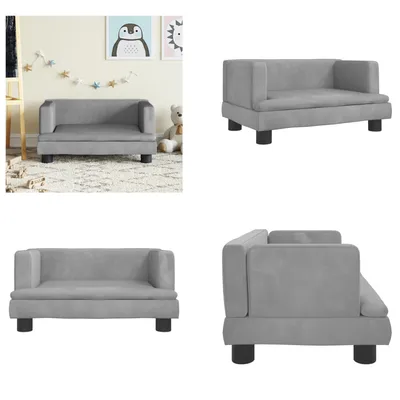 Produktbild von vidaXL Kindersofa Hellgrau 60x40x30 cm Samt - Kindersofa - Kindersofas - Minisofa - Spielzimmersofa