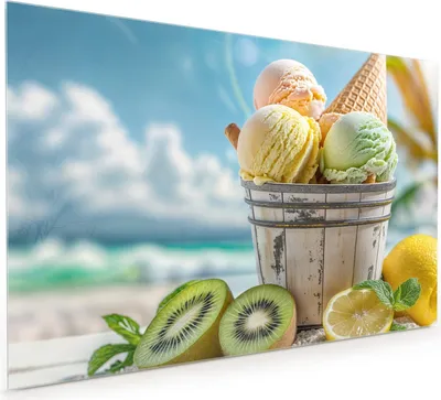 Produktbild von Küchenrückwand Spritzschutz Glas mit Motiv Sommerliches Eis 40 x 40 cm