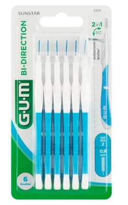 Image de Sunstar Gum Brosses cylindriques bidirectionnelles, 0,9mm, paquet de 6 pour un nettoyage minutieux des espaces interdentaires
