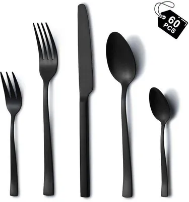 Produktbild von Famanu Besteckset 60 Teile - Schwarz - Hochwertig