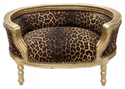 Zdjęcie produktu dla Casa Padrino Barokowa sofa dla psa i kota Leopard / Złote łóżko dla psa i kota