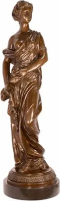 Produktbild von Casa Padrino Luxus Jugendstil Bronze Skulptur Dame Bronzefarben / Schwarz 26,4 x 24,8 x H. 85,6 cm - Elegante Bronzefigur mit Marmorsockel - Barock & Jugendstil Deko Accessoires