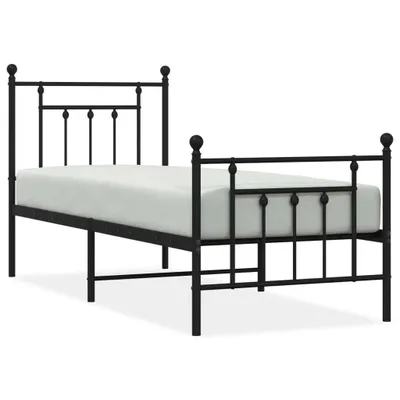 Image de vidaXL Cadre de lit avec tête et pied de lit en métal noir 75x190 cm