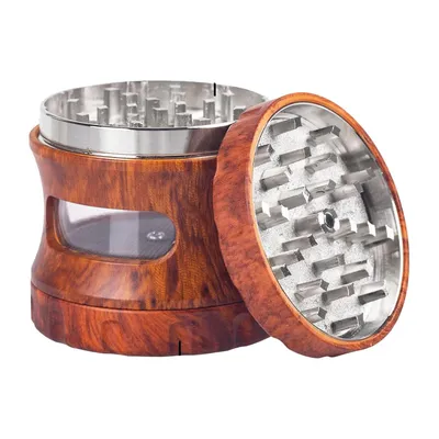 Produktbild von Holzoptik Gewürzmühle Resingehäuse, Pfeffermühle mit Sichtfenster, Magnetdeckel & Transparentkammer, Handgewürzmühle 70x65mm