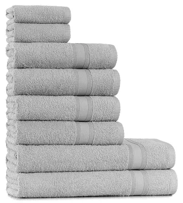 Immagine prodotto di Omgoods - Set di 8 asciugamani in cotone morbido, color argento-grigio, 100% cotone