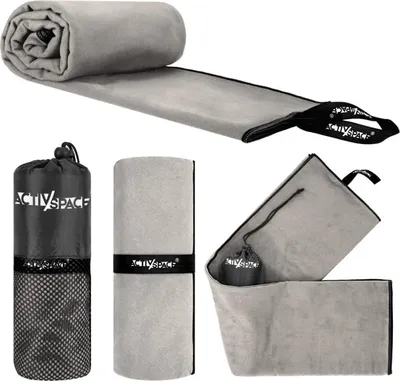 Immagine prodotto di Asciugamano in microfibra ad asciugatura rapida 180 x 90 cm, grande - grigio