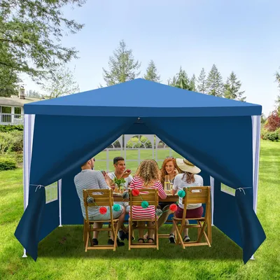 Produktbild von TolleTour Pavillon Gartenzelt – Leichte Reinigung, langlebig mit Seitenteilen, perfektes Partyzelt Blau 3x3m