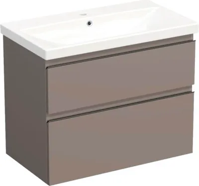 Produktbild von Jungborn Waschplatz TRENTA BxHxT 80x65x45 cm basalto glanz mit Keramik-Waschtisch Griffleiste schwarz