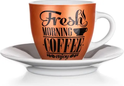 Produktbild von Keramik Tasse und Untertasse 90ml FRESH MORNING COFFEE Set