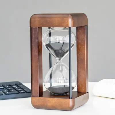 Produktbild von Sanduhr 60 Minuten, Walnuss, Holzrahmen, für Büro