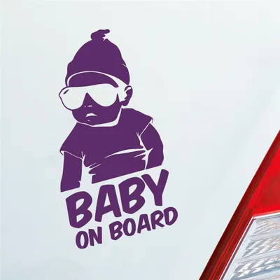 Produktbild von Auto Aufkleber Baby an Board Baby an Bord 19x10 cm Lila Sticker Heckscheibenaufkleber