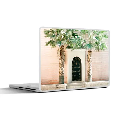 Produktbild von MuchoWow® Laptop Aufkleber Sticker Cover Tür - Marrakesch - Palme - Weiß - Tropisch 30x22 cm - Laptop-Sticker