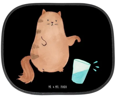 Produktbild von Mr. & Mrs. Panda Sonnenschutz Auto Katze Wasserglas - Schwarz - Geschenk, Cat, Wasser, Autoscheibe, Sonnenblende, Haustier, Cats, Seitenscheibe, Katzen