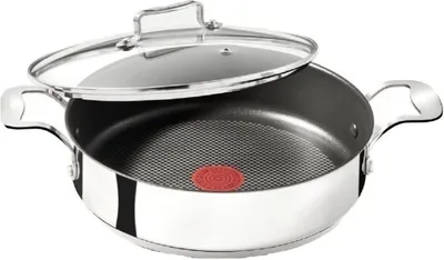 Produktbild von Tefal Servierpfanne Jamie Oliver E76 Servier Schmorpfanne mit Deckel 25cm Induktion St22, Edelstahl 18/10 (Pfanne, Bratpfannen Set, Pfannenset, Wok)