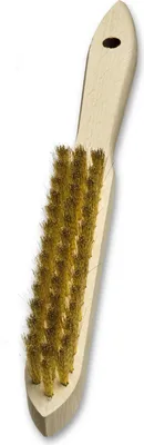 Produktbild von Lessmann Handbürste Messingdraht 3 reihig, Bürste mit Holzgriff, gewellter Draht