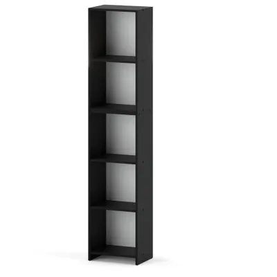 Image de STIV Möbel | Bibliothèque étroite Noir Mat 40x189 cm | 5 étagères | Bibliothèque moderne pour petite pièce, bureau ou couloir