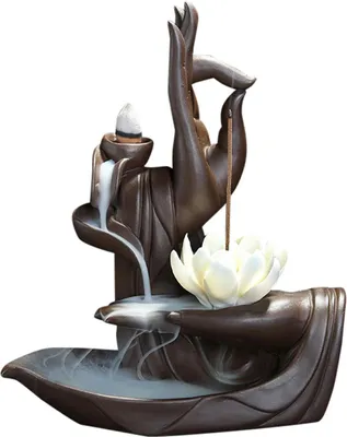 Produktbild von Räucherstäbchenhalter 1 Stück, Buddha-Form Rückfluss-Räucherhalter, Keramik-Räucherkegelbrenner Für Meditation Und Schlaf