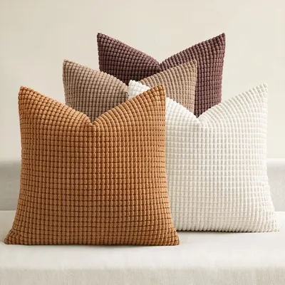 Productafbeelding van Kussensloopsets, 45x45 cm, 4 stuks, corduroy, geel-bruin
