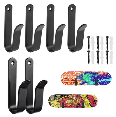 Image de 6 supports muraux pour snowboard - couleur noire