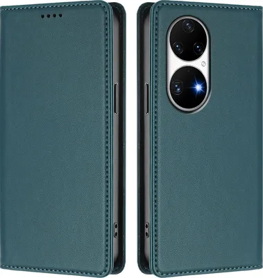 Obrázek produktu pro Kožené pouzdro pro Huawei P50 Pro, magnetické flipové pouzdro zPolyuretankůže se stojánkem Zelená