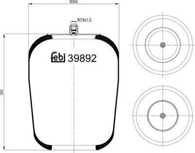 Produktbild von FEBI BILSTEIN Luftfederbalg 39892 passend für MERCEDES-BENZ ACTROS MP2 / MP3 341mm 265mm