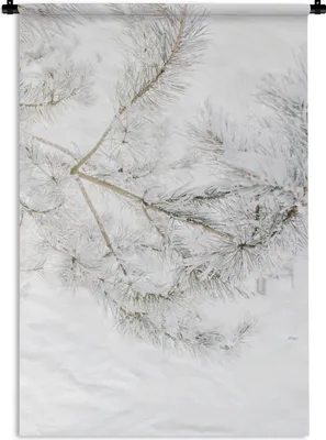 Produktbild von MuchoWow® Wandteppich Wandbehang Winter - Schnee - Zweige 90x135 cm Tapisserie Dekoration Wandtuch - Baumwolle - Wandskulptur