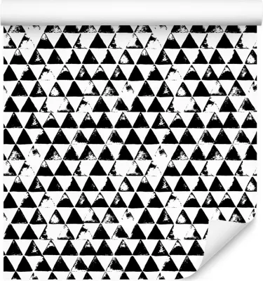 Zdjęcie produktu dla Tapeta Dekoracja Abstrakcyjna czarno białe trójkąty Geometryczna z modnym efektem 3D