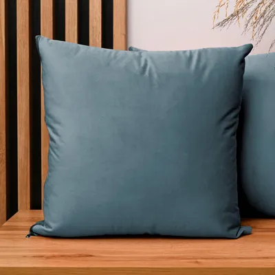 Obrázok produktu pre MG Design, dvojica vankúšových poťahov, 45 x 45 cm, modrej farby – so zipsom, jemne lesklé, príjemné na dotyk, ľahko sa udržiavajú a sú dlhodobo odolné