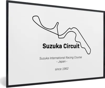 Produktbild von MuchoWow® Gerahmtes Poster Formel 1 - Suzuka - Rennstrecke 90x60 cm - Poster mit Schwarzem Bilderrahmen Wandposter Rahmen Foto Bilder - Fotorahmen - Foto-Plakat