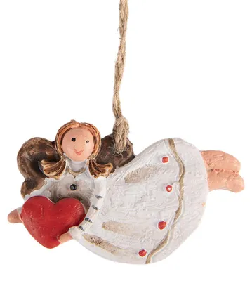 Imagen del producto de Adorno navideño de Clayre & Eef, forma de ángel, 7x1x5 cm, color blanco, material: plástico