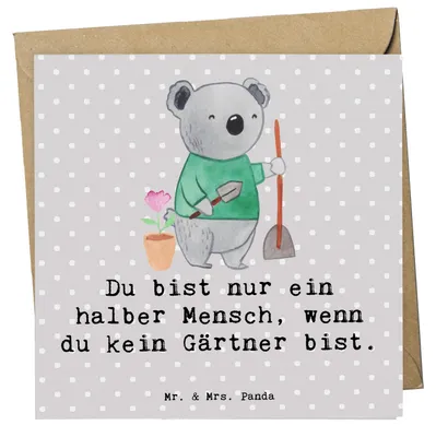 Produktbild von Mr. & Mrs. Panda Grußkarte Gärtner Herz - Grau Pastell - Geschenk, faltkarte, doppelkarte, Gärtnerei, Lustig, anlasskarte, Gartenbau, Glückwunschkarte, Klappkarte, Spruch