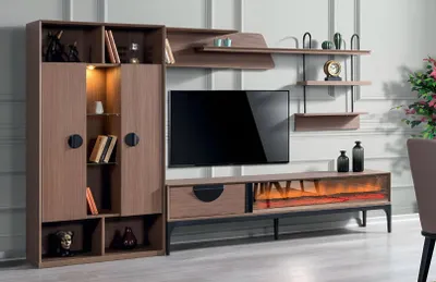 Produktbild von Wohnwand Wohnzimmer Möbel TV-Ständer Moderne Bücherregal Design Einrichtung