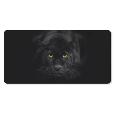 Produktbild von MuchoWow® Schreibtischunterlage Leopard - Augen - Schwarz 80x40 cm - XXL Mauspad - Gaming Mauspad
