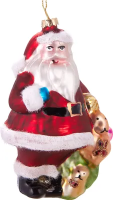 Produktbild von BRUBAKER Weihnachtsmann mit Geschenken - Handbemalte Weihnachtskugel aus Glas - Christbaumschmuck Figuren lustig Deko Anhänger Baumkugel - 12.5 cm