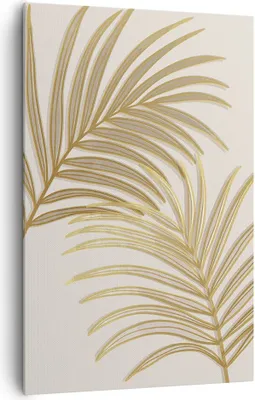 Produktbild von Bild auf Leinwand - Leinwandbild - Einteilig - Golden Blätter Palmen - 80x120cm - Wand Bild - Wanddeko - Wandbilder - Leinwanddruck - Wanddekoration - Leinwand bilder - Wandbild - PA80x120-4738