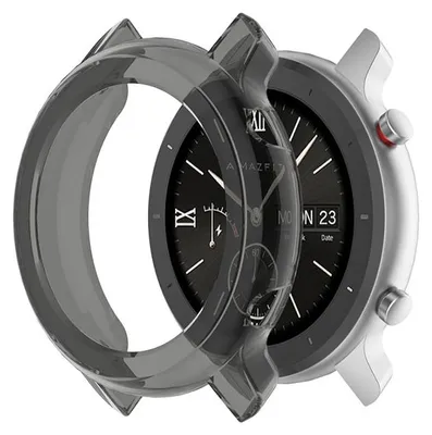Immagine prodotto di Custodia subtel TPU compatibile con Amazfit GTR - 42mm protezione, bumper per smartwatch bracciale fitness, Trasparente / nero, assorbe urti, evita danni e costose riparazioni