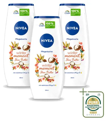 Zdjęcie produktu dla 3 sztuki żelu pod prysznic NIVEA Winter Moment z masłem shea, pojemność 250 ml - zestaw ekonomiczny