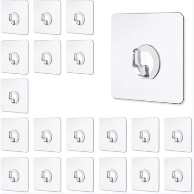 Produktbild von Transparente Klebehaken, transparente Zauberhaken, Hornhaken, 20 Stück