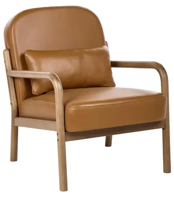 Obrázok produktu pre BELIANI: Kožené kreslo v zlatohnedej farbe s drevenou konštrukciou a podrúčkami, v štýle mid-century modern