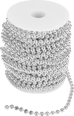 Zdjęcie produktu dla Sznurek do girlandy z koralików, 25 M/rolka, dekoracja ślubna DIY, 6 Mm, imitacja ABS, galwanizowany, dostępny w dwóch kolorach (SREBRNY)