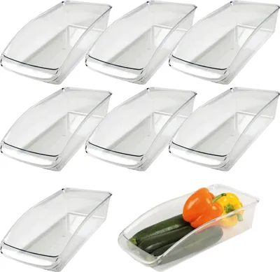 Immagine prodotto di confezione da 8 - Scatola da frigo ( 33 x 15 x 8 cm ) Scatola di stoccaggio con maniglia Lavabile in lavastoviglie - Plastica alimentare - Organizzatore per la cucina