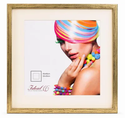 Produktbild von 3D Objektrahmen Holz Bilderrahmen quadratisch Wanddeko Collage Poster Fot Rahmen - Farbe: Gold-Antik | Format: 40x40