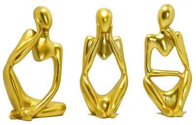 Produktbild von Abstrakte Denker-Statue - Dekorative Skulptur aus Harz - Innendekoration für Haus und Büro - Gold
