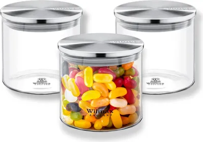Produktbild von Wilmax Vorratsglas 600 ml mit Edelstahldeckel 3er Set WL-888512/A3
